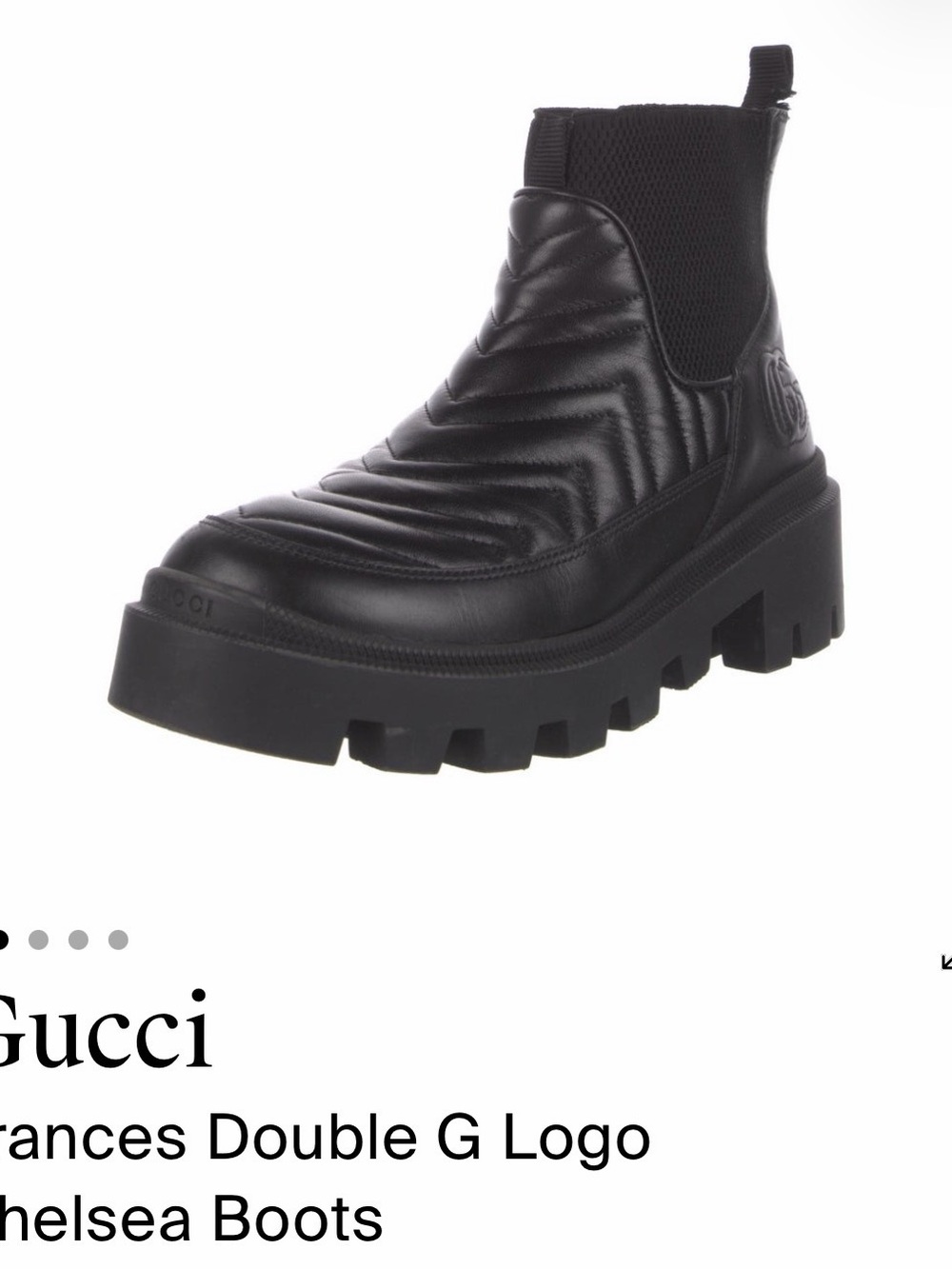 Gucci Black Quilted Double G Chelsea Lug Booties